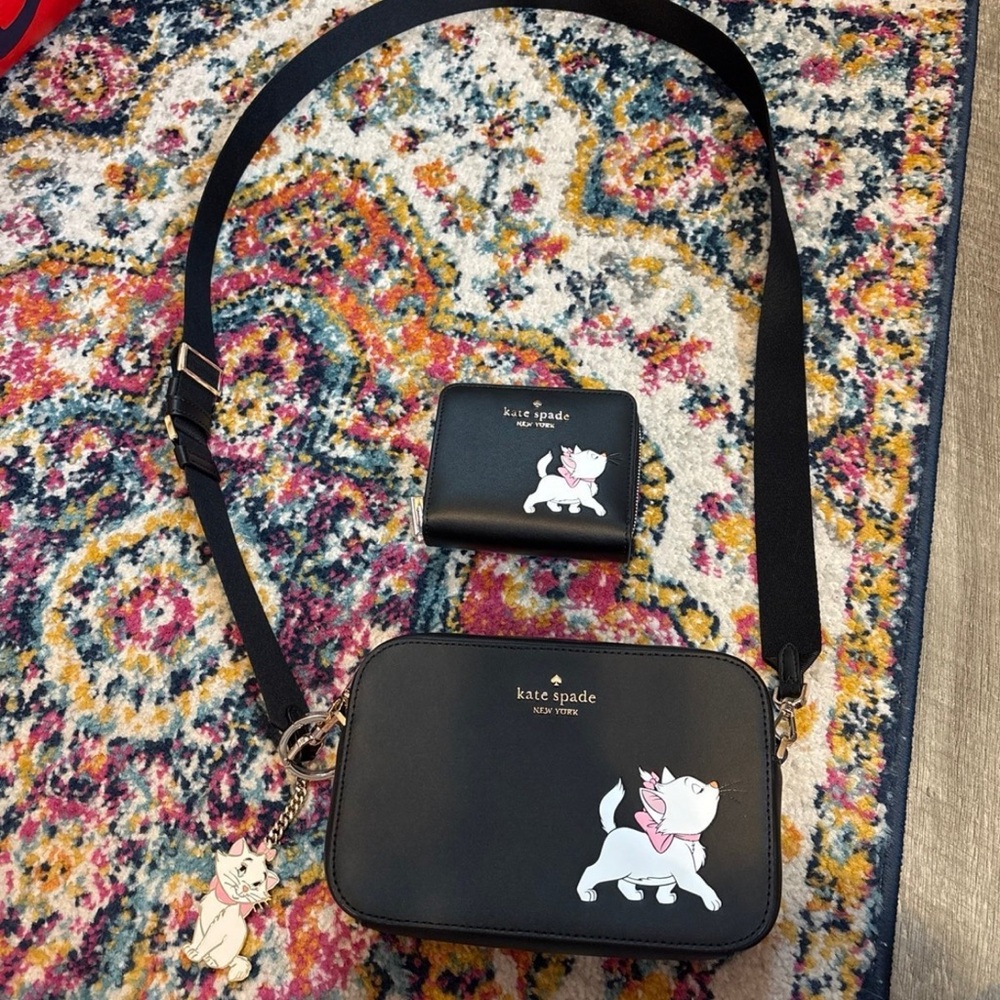 Kate Spade Aristocats Collab Camera Bag, Wallet, & Marie Keychain